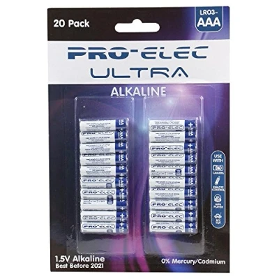 Image of PRO ELEC PSG91244 Ultra Alkaline AAA Batteries 20 Pack