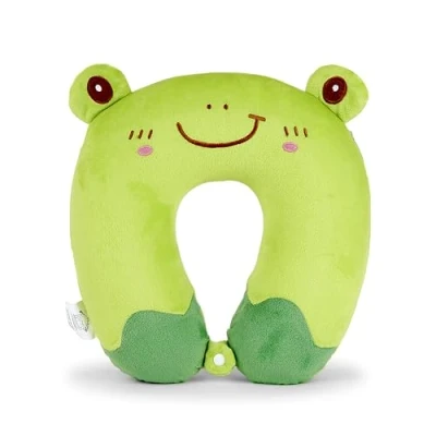 Image of Mousehouse Gifts Awesome Animal U shaped Memory Foam Travel Pillow, kids/adults (Green Frog)