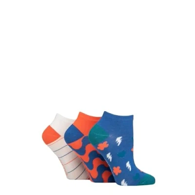 Image of SockShop Ladies Bamboo Trainer Liners Pack of 3 (UK, Numeric, 4, 8, Regular, Mandarin Patterned)