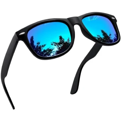 Image of Joopin Square Polarised Sunglasses for Men Women UV Protection Unisex Mirror Retro Man Driving Hiking Fishing Sports (Blue)