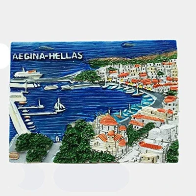 Image of Aegina Island Saronic Gulf Greece 3D Fridge Magnet Tourist Souvenir Gift Home &amp; kitchen Decoration Magnetic Sticker Refrigerator Collection