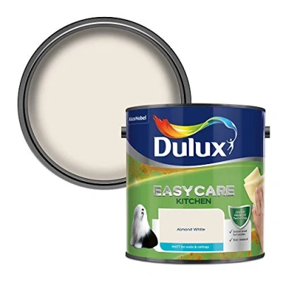 Image of Dulux Easycare Kitchen Matt Emulsion Paint For Walls And Ceilings Almond White 2.5 Litres
