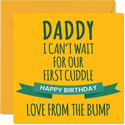 Image of Fun Birthday Card for Dad First Cuddle Happy Cards from Bump, Cute Father Gifts, 145mm x Special Greeting Gift Daddy Papa
