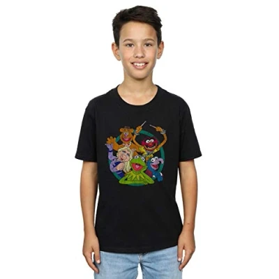 Image of Disney Boys The Muppets Group Circle T Shirt Black 5 6 Years