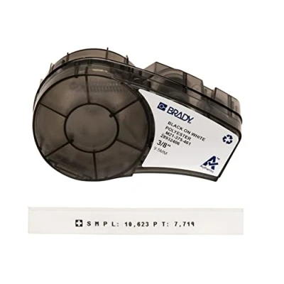 Image of Brady Polyester Label Tape for Printers M210 &amp; M211 Self Laminating Cryogenic Laboratory Labels Black on White (9,53 mm x 6,40 m) M21 375 461 AW
