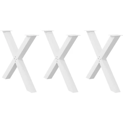 Image of vidaXL Dining Table Legs X Shaped 3 pcs White 90x(72 73) cm Steel