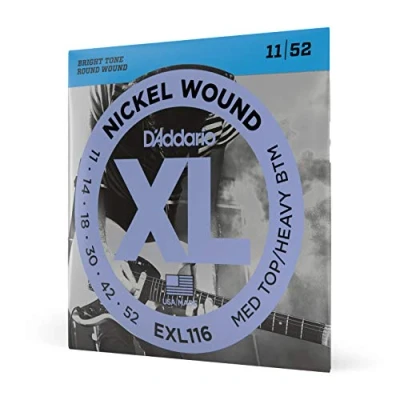 Image of D&#039;Addario Guitar Strings XL Nickel Electric EXL116 Perfect Intonation, Consistent Feel, Reliable Durability For 6 String Guitars 11 52 Medium Top/Heavy Bottom