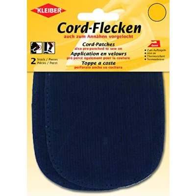Image of Kleiber Iron on or sew elbow and knee patches, Dark Blue, 2 per pack
