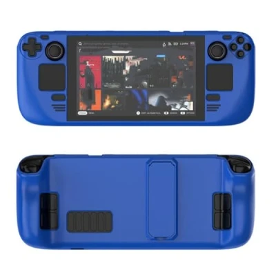 Image of Colorful Protective Case Suitable for Steam deck PC Material Full Cover with Stand Skin friendly Feel Game Console Accessories (dark blue)