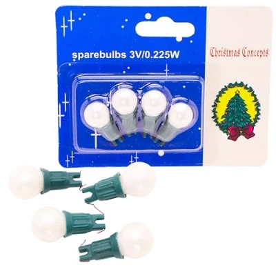 Image of Christmas Concepts® Pack of 4 Pearl White Berry Push in Spare Bulbs 3v 0.225w 0.075a Replacement