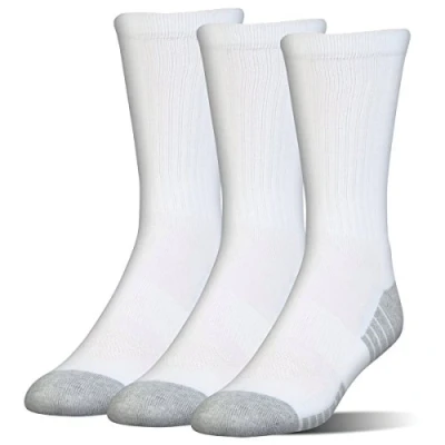 Image of Under Armour UNDKU Men UA Heatgear Tech Crew Socks White//Graphite (100), LG