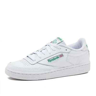 Image of Reebok Classic CLUB C 85 Unisex Trainers, Size: 11, White/green Leather and textile