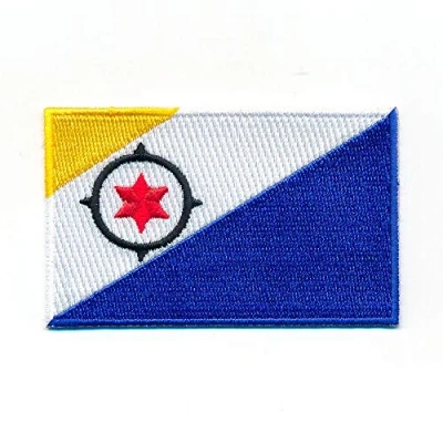 Image of hegibaer 40 x 25 mm Bonaire Island Flag Kralendijk Sew On/Iron On Patch 0201 A
