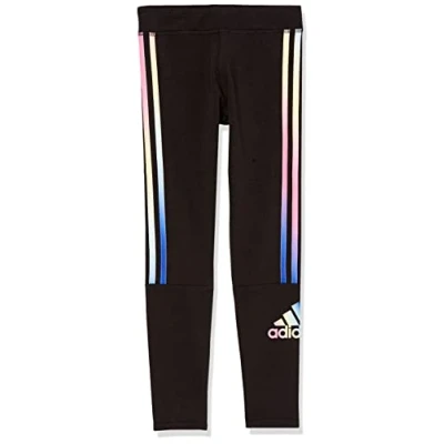Image of adidas Girls&#039; Active Sport Logo 7/8 Legging Tights, Black With Multicolor, 10 Plus
