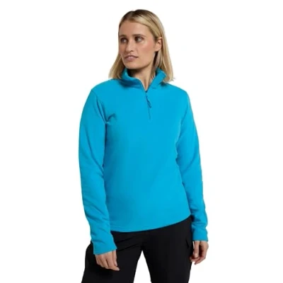Image of Mountain Warehouse Camber Half Zip Women&#039;s Striped Fleece Lightweight, Warm &amp; Cosy Sweatshirt Top Best for Camping, Outdoors, Travelling Hiking Dark Teal M