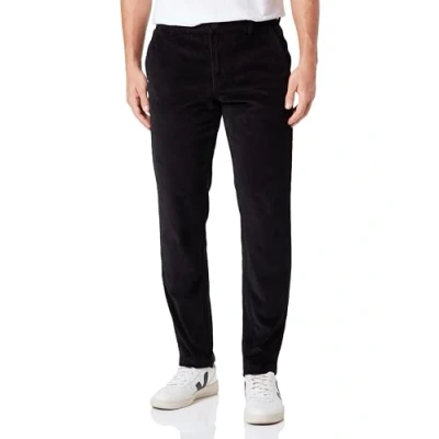 Image of JACK &amp; JONES Men&#039;s Jpstace Jjharvey Corduroy Chino Lc Sn Trousers, Black, 30 W/32 L
