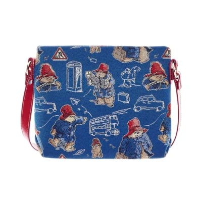 Image of Signare Paddington Bear Blue Tapestry Cross Body Shoulder Handbag Courier Bag One Size Measures 25cm (W) x 19cm (H) 7cm (D) Perfect for Holiday Travel Occassions Everyday