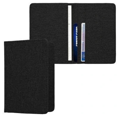 Image of kwmobile Registration and Insurance Holder Car Document for Vehicle Documents Cards Fabric Covered Black