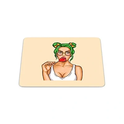 Image of Bonamaison, Rectangle Pop Art Digital Printed Mouse Pad, Non Slip Base, for Office and Home, Size: 22 x 18 cm