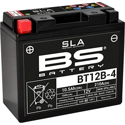 Image of BS Battery 300643 BT12b 4 Sla AGM Motorcycle (Black)