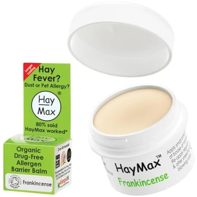 Image of HayMax Allergen Barrier Balm Frankincense 5ml Organic, Natural &amp; Non Drowsy Hay Fever Allergy Relief Traps Pollen, Dust Other Particles Great for Adults, Kids Pregnant Women