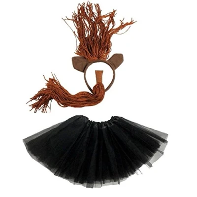 Image of Lizzy Ladies Animal Fancy Dress Tutu with Ears Bow Tail Set for Halloween, Hen Party Outfit Skirt (Horse Costume)