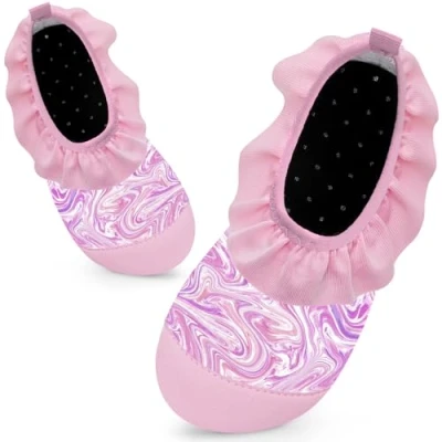 Image of Kids Swim Water Shoes Toddlers Baby Aqua Socks Quick Dry Pool Beach Barefoot for Girls Children(LiuLi Pink,34/35 EU)