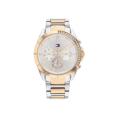 Image of Tommy Hilfiger Kennedy Chronograph watch silvercoloured/rose goldcoloured, Women&#039;s, Size: One Size, Silver coloured/rose gold coloured
