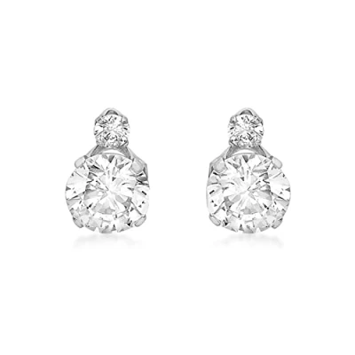 Image of Carissima Gold Women&#039;s 9 ct White Double Round Cubic Zirconia 6 x 8 mm Stud Earrings