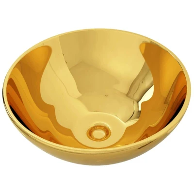 Image of vidaXL Wash Basin 32.5x14 cm Ceramic Gold