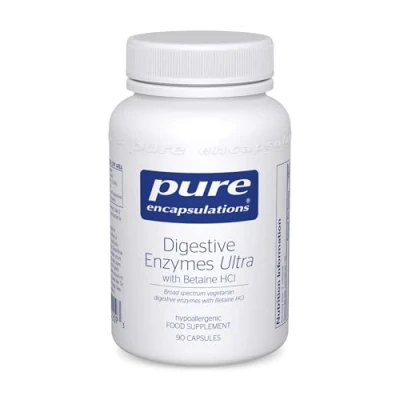 Image of Pure Encapsulations Digestive Enzymes Ultra with Betaine HCl Broad Spectrum Vegetarian Lactose, Protein &amp; Fat Digestion 90 Capsules