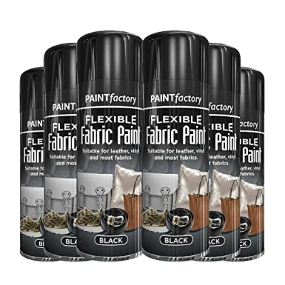 Image of Classic Signature 6 x Flexible Fabric Black 200ml Spray Paint Leather Vinyl Textile Clothes Fast Drying