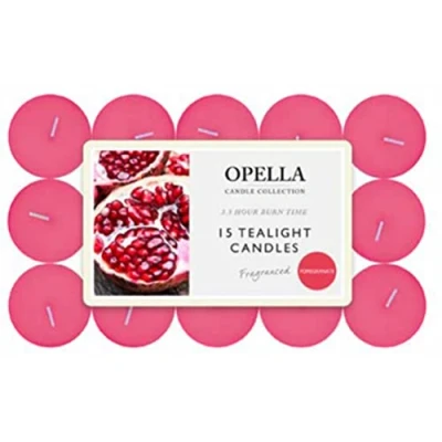 Image of OPELLA Scented Tea Lights Pack of 15 Various scents Candles tealights Fast Post (Pomegranate)