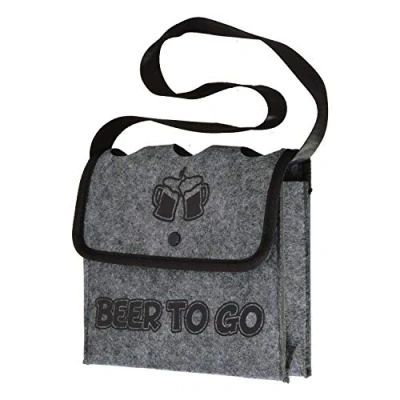 Image of Out of the Blue Bottle Bag 3 Bottles Beer Carrier Transport Basket to Go, Gray, 18,5·21·7cm, Grey Shoulder go