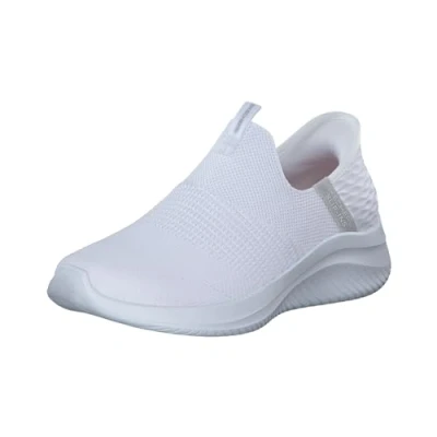 Image of Skechers Women&#039;s Ultra Flex 3.0 Cozy Streak Streak, White Knit Light Gray Trim, 5 UK