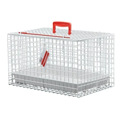Image of MDC Cat Carrying Basket, White, top opening with durable handle