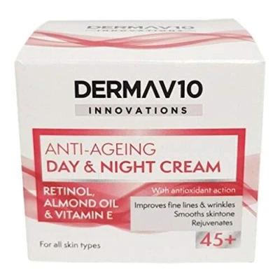 Image of DermaV10 Innovation Anti Ageing Day and Night Cream with Retinol for 45+, 50ml
