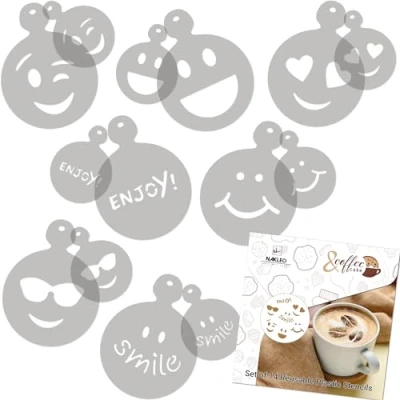 Image of NAKLEO Coffee Cookies Decoration Reusable Plastic Baking Stencil 7x7cm and 11x11cm / 2.8&#039;x2.8&#039; 4.3&#039;x4.3&#039; Emotion Smileys Emoticon Art Craft DIY Biscuit Pastry Cake Glaze Kitchen
