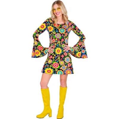 Image of Widmann 17630 60er Jahre Kleid 60s Dress, Floral, Colorful Flowers, XXL