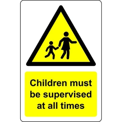 Image of Children must be supervised at all times Safety sign (Y) Self adhesive sticker (300mm x 200mm)