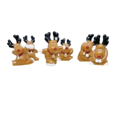 Image of Anniversary House 6pcs Fun Rudolph Plastic Cake Topper Picks Christmas Decorations, Toppers, Yule Log Traditional Non Edible BX161 UK