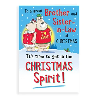 Image of Regal Publishing Humour Christmas Card Brother &amp; Sister In Law 9 x 6 inches