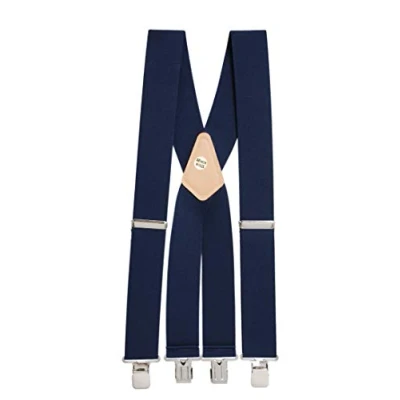 Image of Navy Blue Heavy Duty Trouser Braces Plain Mens Suspenders