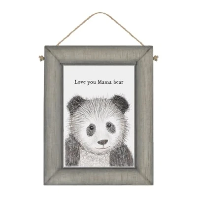 Image of East of India Wooden Plaque Home Decorative Hanging Wall Rustic Sign Sentimental Gift Bear Picture &#039;&#039;Love you Mama bear&#039;&#039;