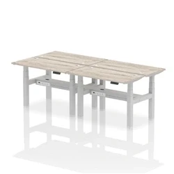 Image of Air B2B 1200x600mm Height Adjustable 4P Bench Desk CP Grey Oak/Silver