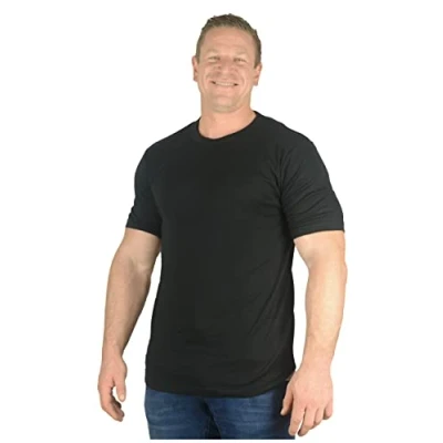 Image of Big Mens Black Wyatt Short Sleeve Thermal Top T Shirt Vest Underwear for Sizes 2XL 3XL 4XL 5XL 6XL 7XL 8XL, Size :