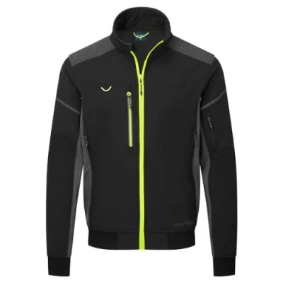 Image of Portwest EV464 Men&#039;s Waterproof Softshell Bomber Jacket Lightweight Breathable Reflective Workwear with Hood Black, 3X Large
