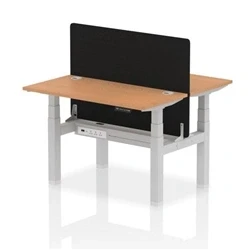 Image of Air B2B 1200x600mm Adjustable 2P Bench Desk CP Oak/Silver + Screen