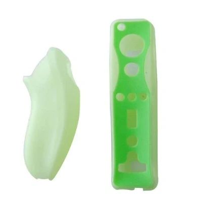 Image of OSTENT Soft Silicon Cover Case Skin Pouch for Nintendo Wii Remote Nunchuk Controller Color Green