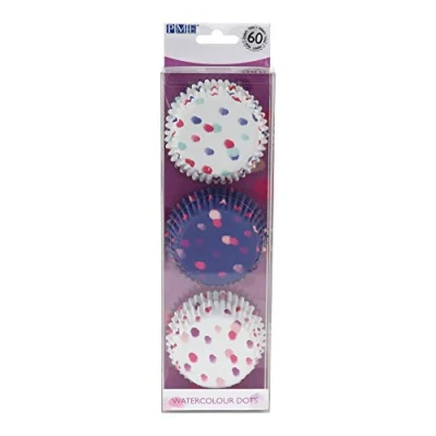 Image of PME Watercolour Dots Foil Lined Cupcake Cases, Set/3, Pk/60